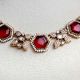 Handmade Brass Metal Jewellery Ruby Hexagon Necklace Set